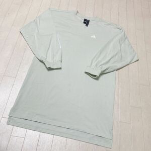 3870☆ adidas アディダス トップス カットソー 長袖Tシャツ クルーネック レディース M ライトグリーン