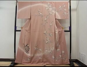 訪問着　友禅　作家者　枝花文　童子　暈し染め　逸品