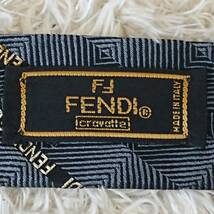 フェンディ　FENDI　ネクタイ　レギュラータイ　レジメンタルタイ　グレー　シルク・アセテート　　_画像8