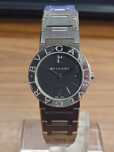 【訳あり・1円〜】BVLGARI ブルガリ BB26SS クォーツ 黒文字盤 デイト SS レディース腕時計