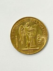 アンティークコイン フランス エンゼル 20フラン 1895年 金貨 コイン 21.6金