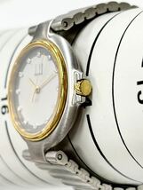 【稼働品】dunhill ダンヒル ミレニアム 12Pダイヤ インデックス グレー文字盤 SS GP コンビ QZ クォーツ腕時計_画像3