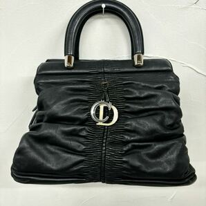 Christian Dior クリスチャンディオール カレーニナ プリーツ シャーリング ハンドバッグ ボストンバッグ ブラック×レザー の画像1