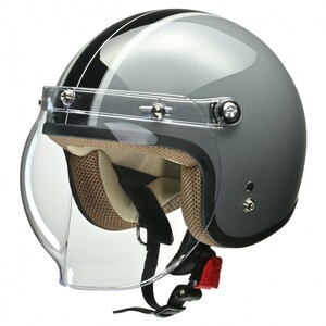 【NEW】ジェットヘルメット NOVIA(ノービア)　グレーxブラック　フリー（55～57cm未満）サイズ　NOVIA-GY/BK リード工業