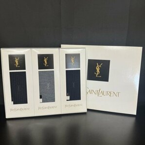 未使用 YVES SAINT LAURENT イヴサンローラン メンズソックス 3足セット 25㎝ 箱付きの画像1