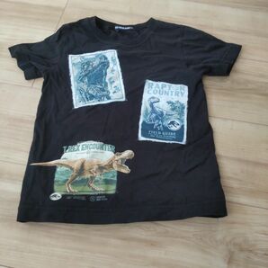 Tシャツ 半袖Tシャツ ブラック 黒 半袖 ジュラシックワールド 恐竜 110