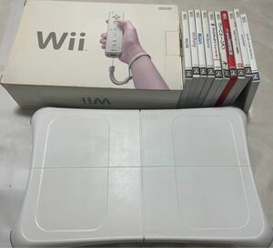 任天堂Wii本体、バランスWiiボードセット　ソフト10本はジャンク品のおまけ