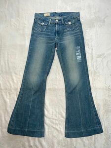 ◇新品未使用品タグ付◇SLYjeans フレアデニム　w24 S ジーンズ　ユーズド加工　ブーツカット