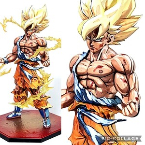 二次元 リペイント 孫悟空 改修 塗装済み 完成品 ドラゴンボール フィギュアーツ ZERO スーパーサイヤ人孫悟空 原画参考 イラスト風