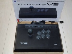 即決PS3 美品 ファイティングスティックV3 動作確認済 箱説明書付 アーケードスティック コントローラー アケコン 連射速度切替機能 ホリ