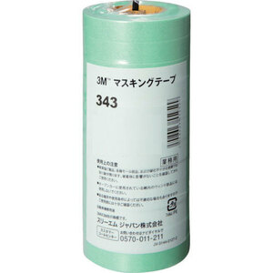 スリーエム/3M 343マスキングテープ 緑色 巾12mm×長さ18m 入数：1パック(10巻) 3M34312