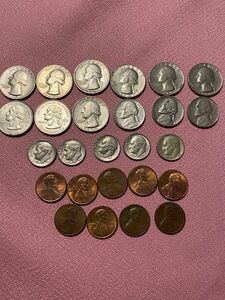 アメリカ 外国コイン1960年代25セント　コネチカット州25セント　10セント　5セント　1セント