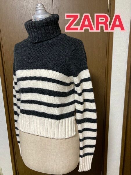 ZARA ショート丈 クロップド ボーダーニット セーター M