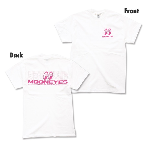 Lサイズ 送料込み ホワイト × ピンク Glowing MOONEYES Tシャツ ムーンアイズ グローイング white 白 pink