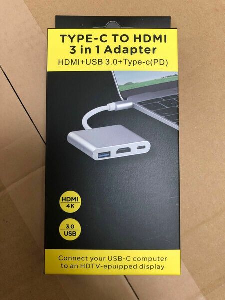 Type C to HDMI 変換アダプタ マルチポートUSB3.0ハブType Cポート４K解像度 3-in-1 充電対応