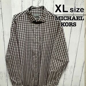 MICHAEL KORS　ドレスシャツ　XL　チェック柄　グレー　USA古着