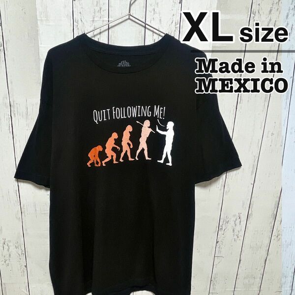 USA古着　メキシコ製　Tシャツ　XLサイズ　ブラック　黒　プリント　コットン