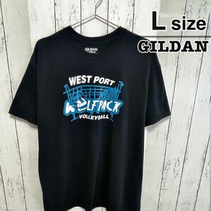 USA古着　GILDAN 　Tシャツ　L　ブラック　バレーボール　スクールロゴ