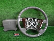 1FC7054 CC4)) トヨタ クラウンエステート JZS175W 前期型 ロイヤルサルーン 純正 レザーステアリング_画像1