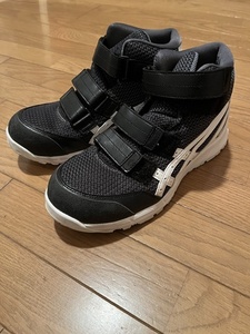 美品 アシックス asics ウィンジョブ WINJOB 安全靴 作業靴 FCP203 26.5cm ハイカット 黒 ブラック 白 ホワイト ベルクロ マジックテープ