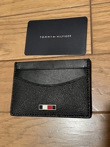 未使用品 トミーヒルフィガー Tommy Hilfiger カードケース 黒 ブラック レザー 本革 ロゴ 定期入れ 名刺入れ パスケース トミー