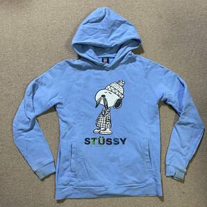 激安! STUSSY SNOOPY KIDS ステューシー スヌーピー コラボ キッズ フーデッド パーカー 水色 XL 150の画像1