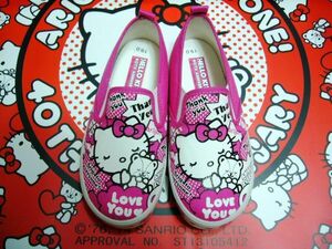  Taiwan ограничение!!* быстрое решение! стандартный товар!! Sanrio Hello Kitty 40 годовщина ограниченный товар!! туфли без застежки / обувь розовый 21.0cm LOVE YOU