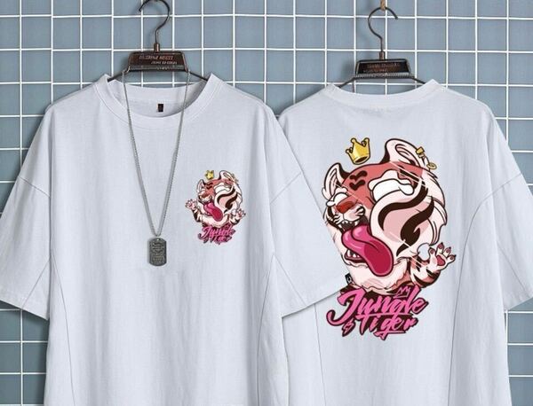 Tシャツ 半袖 白 大きいサイズ　タイガー　8XL オーバーサイズ　【新品】