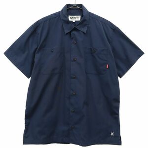 ブルコ ロゴ刺繍 半袖 ワークシャツ XL ネイビー BLUCO メンズ 240315