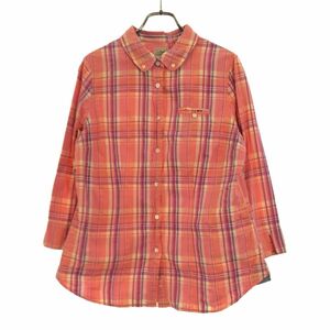 エルエルビーン アウトドア チェック 長袖 ボタンダウンシャツ L ピンク系 L.L.Bean レディース 240318