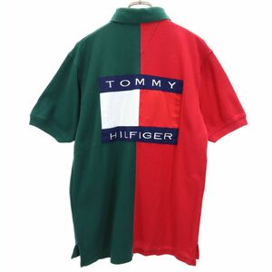 トミーヒルフィガー 90s オールド フラッグタグ バック刺繍 半袖 ポロシャツ M TOMMY HILFIGER 鹿の子 メンズ 240329