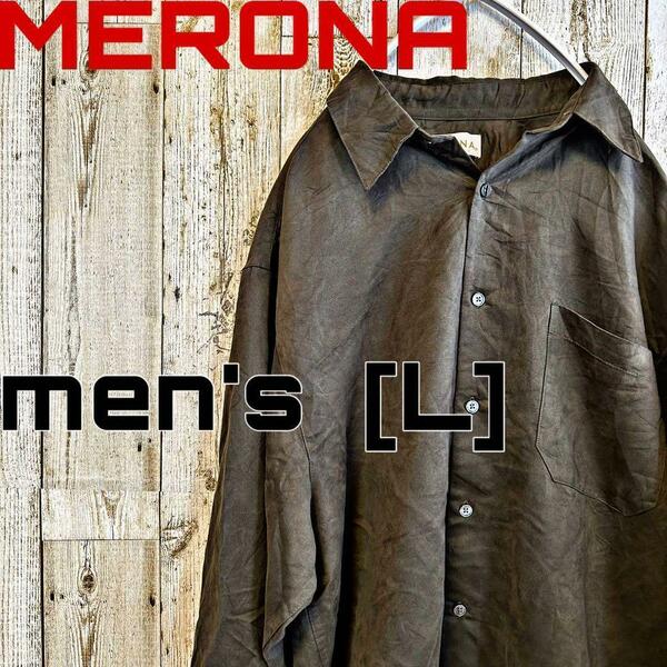 CZ-2【US輸入】MERONA 無地　長袖シャツ　men's［L］