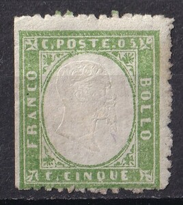 1855/63年イタリア サルディーニャ エマニュエル2世切手 5c
