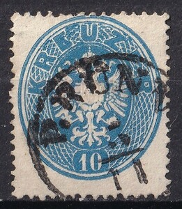 1863 year Austria . chapter design stamp 10Kr.