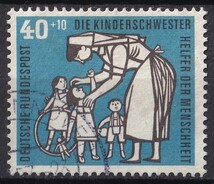 1956年西ドイツ 社会福祉(保母と子供) 40+10pf_画像1