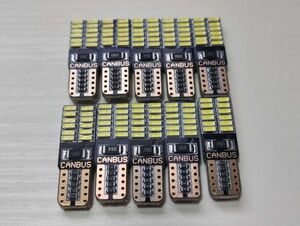 超爆光！T10 led キャンセラー内蔵 ホワイト ポジション スモール ナンバー灯 バックランプ 10個 4014 24SMD /24