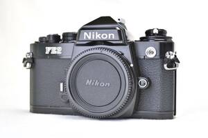 【きれいな動作品】Nikon ニコンFE2 ブラック 　清掃・整備・モルト交換済　電池付きでこのまま使える動作良好品