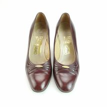 Salvatore Ferragamo サルヴァトーレフェラガモ 6 1/2 24.0 パンプス イタリア製 ヒール ラウンドトゥ レザー ブラウン/MC172_画像2