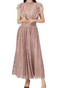  beautiful goods SNIDEL Snidel race chu-ru combination dress long height party dress lady's pink size 1*MC21