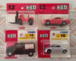 トミカNo.12 No.15x3【4個】BP版トヨタフォークリフトFD200 赤TOMY/日産フェアレディZ300ZX 赤TOMY/ハマーH2/ダイハツコペン 当時物