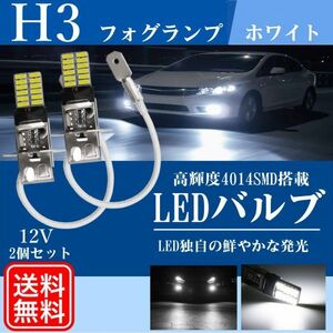 H3 LEDフォグランプ LED バルブ 12V 高輝度 LEDフォグ ショートタイプ フォグ 4014SMD ホワイト 2個 セット トラック 送料無料 Lc28
