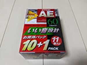 ★未使用品☆TDK カセットテープ ノーマルポジション AE 60分 AE-60X11F 11本組 昭和レトロ カラオケ/録音/音楽/おけいこ 土日祝も発送可