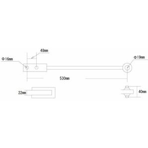 No.J九●二つ穴リフトロッド●図面あり●サンプル画像●未使用品●トラクター用●パーツ●ジョイント●530mm●Φ16mm●Φ19mmの画像2