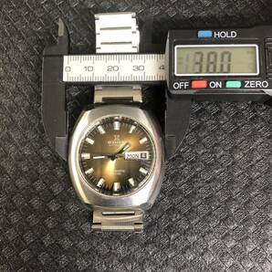 124◆ 機械式 自動巻き エドックス 稼働品 EDOX DIA-MATIC 3000 カットガラス 純正ベルト ブラウン系 文字盤 スイス製 usedの画像5