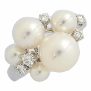 TASAKI タサキ 5P・アコヤ真珠/Japan Pearl/パール・ダイヤモンドリング/K18WG/750-6.0g/FD:0.15ct/#52/Φ4-8mm/TASAKI PEARL ■510408