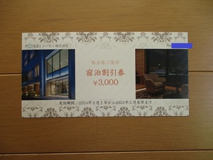 トーセイ　株主優待券　宿泊割引券　３０００円分　有効期限 2025年2月末日まで　　　TOSEI　トーセイホテル　