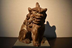 【GE】Y370【コレクター所蔵品】時代 木彫狛犬置物 /オブジェ 日本美術 彫刻 骨董品 時代品 美術品 古美術品 