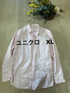 長袖シャツ シャツ コットン 長袖 UNIQLO ワイシャツ レギュラーカラー　ボタンダウンシャツ　ピンク　桜色