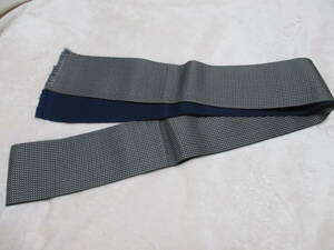  prompt decision! unused §*..* man's obi *§ navy blue series reversible * width 9×190cm( short .)