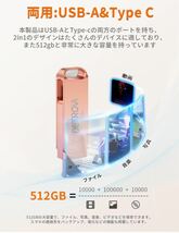 DETROVA USBメモリ 512GB 2IN1 USB3.0＆Type-C 大容量 フラッシュメモリ 外付け 容量不足解消 小型 360度回転式 Mac Windows PC Pad対応_画像6